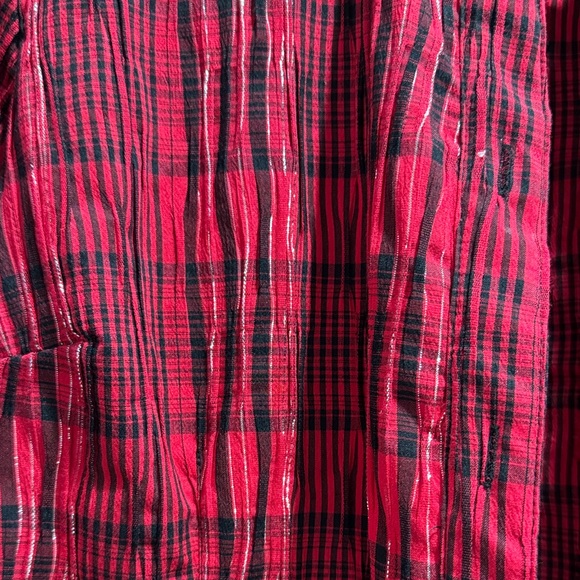 JM Collection Red and Black Plaid Shirt - Picture 3 of 7